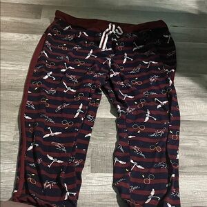 Women's Burgundy Pajama Pants with Fun Print